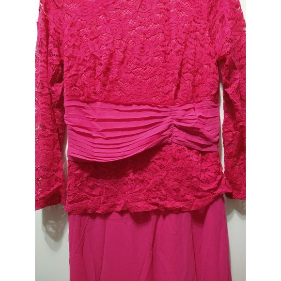 Maxi Pink Laxe/Chiffon Dress, zipper back, non stretch, size XL - Picture 6 of 7